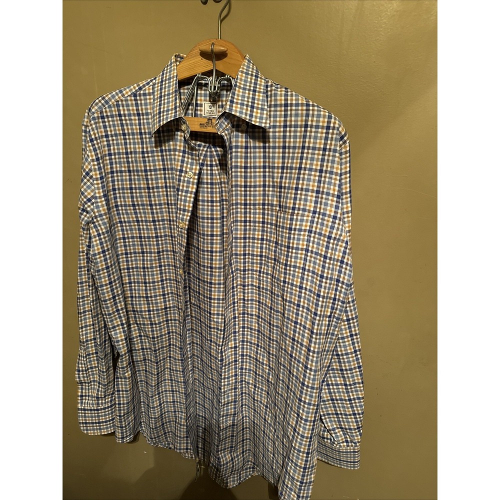 Peter Millar Button Down‎ Shirt Long Sleeve Plaid Check Cotton Mens Large